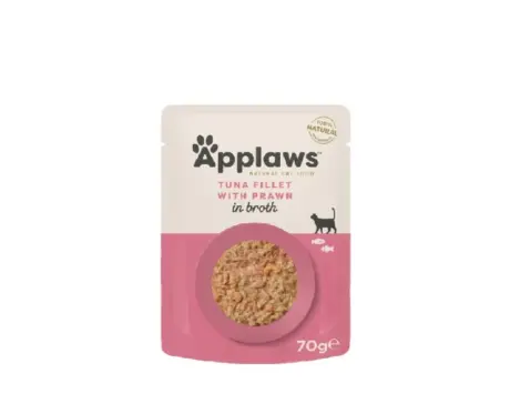Applaws Natural Tuna Fillet with Pacific Prawn in Broth Cat Food, 70 Gms at ithinkpets.com 1 (1)