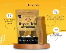 Dogsee Yalk Milk and Turmeric Large Dental Chew Bars, For Large Breed Puppies and Adult Dogs at ithinkpets