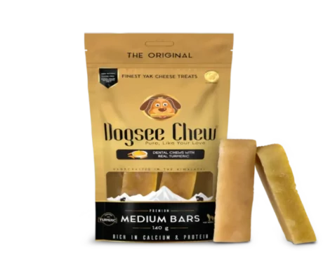 Dogsee Yalk Milk and Turmeric Medium Dental Chew Bars, For Medium Breed Puppies and Adult Dogs at ithinkpets