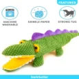 Barkbutler Aly The Gator Plush Dog Toy with Squeaker