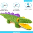 Barkbutler Aly The Gator Plush Dog Toy with Squeaker