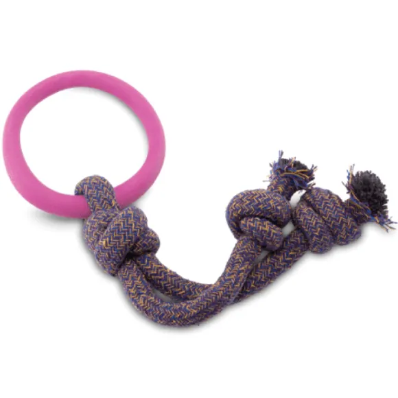 Beco Hoop On Rope Toy for Dogs Pink at ithinkpets.com (1)