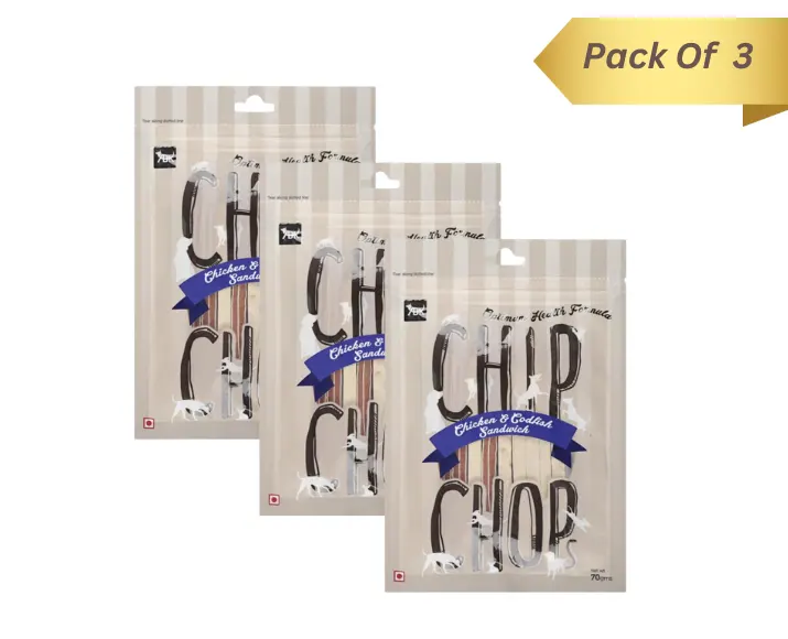 Chip Chops Chicken and Codfish Sandwich Puppies and Adult Dog Treat at ithinkpets