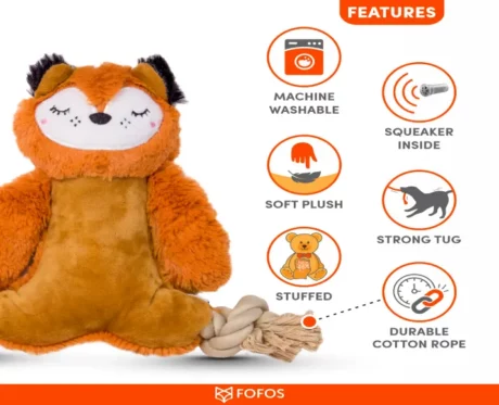 FOFOS Ropeleg Plush Bear Squeaky Dog Toy,Puppies and Adult at ithinkpets
