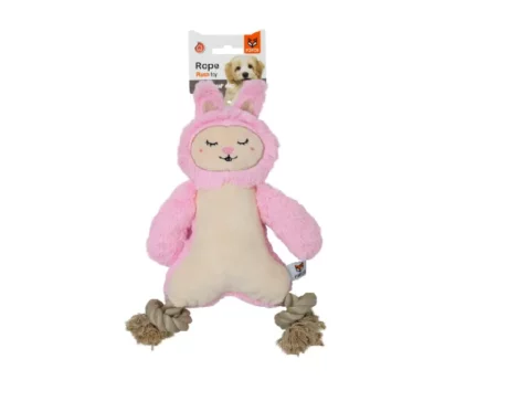 FOFOS Ropeleg Plush Rabbit Squeaky Dog Toy, Puppies and Adult at ithinkpets (2)