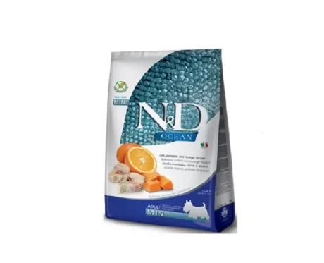 Farmina N&D Ocean Cod Pumpkin and Orange Mini Adult Dog Dry Food, 2.5 kg at ithinkpets (2)