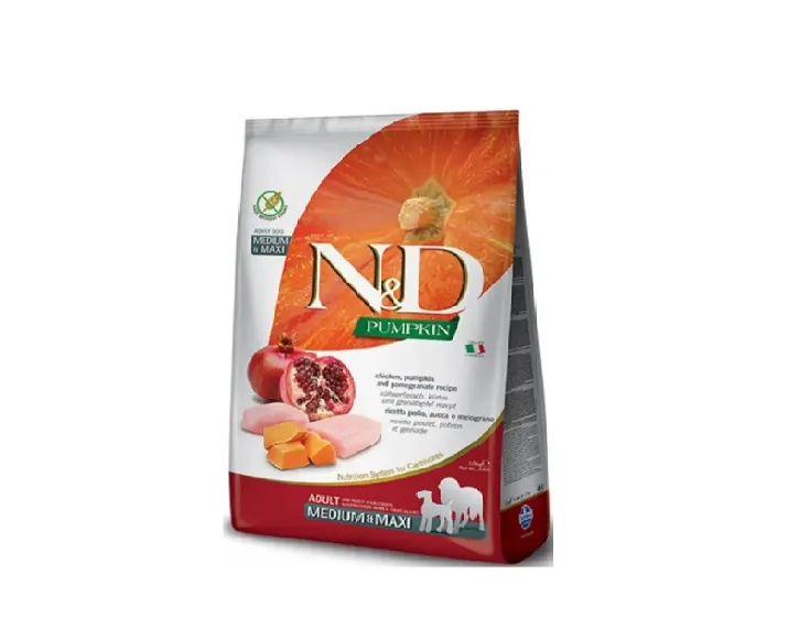 Farmina N&D Pumpkin Chicken and Pomegranate Adult Medium and Maxi Dog Dry food at ithinkpets