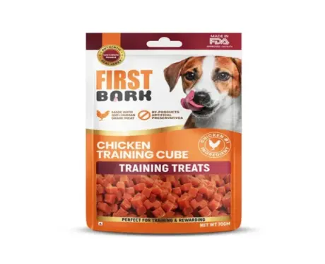 First Bark Chicken Training Cube Dog Treat, 70 Gms at ithinkpets.com 1