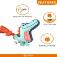 Fofos Alligator Dog Toy, Plush and Rope Toy