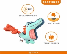 Fofos Alligator Dog Toy, Plush and Rope Toy at ithinkpets (3)