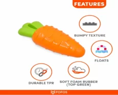 Fofos Vegi Bites Carrot Squeaker Dog Toy, Puppies and Adult at ithinkpets (2)
