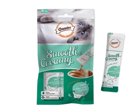 Gnawlers Smooth Creamy Treat with Chicken and Liver, Adult Cat Creamy Treat at ithinkpets