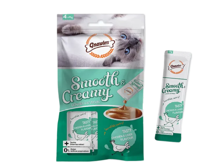 Gnawlers Smooth Creamy Treat with Chicken and Liver, Adult Cat Creamy Treat at ithinkpets (2)