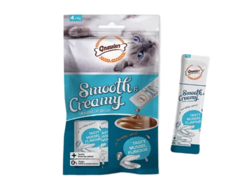Gnawlers Smooth Creamy Treat with Mussels, Adult Cat Creamy Treat