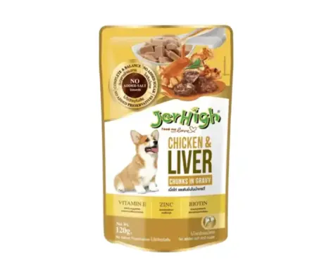 JerHigh Chicken and Liver in Gravy, Adult Dog Wet Food Ithinkpets.com