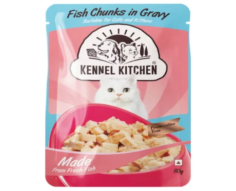 Kennel Kitchen Fish Chunks in gravy, Kitten and Adult Cats at ithinkpets.com (2)