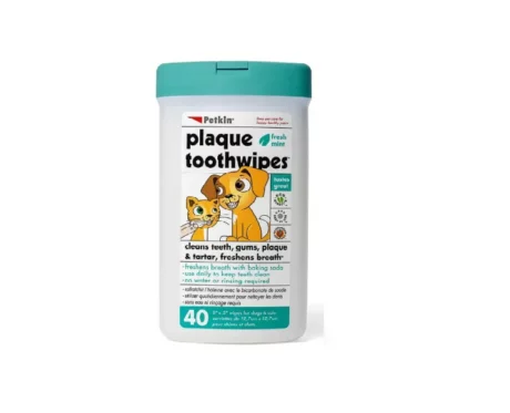 PETKIN Toothwipes for Dogs and Cats, 40 Wipes at ithinkpets