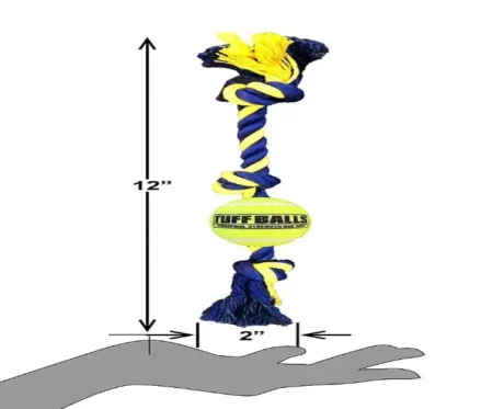 PetSport Twisted Chews Mini Three Knot Cotton Rope with Tuff ball 12 inch Puppy And Dogs at ithinkpets.com (2)