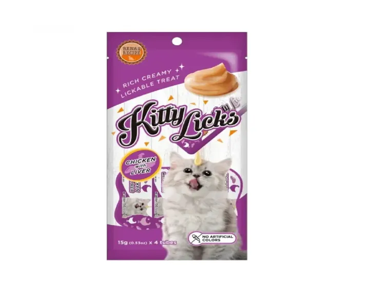 Renas Recipe Kitty Licks Chicken With Liver Cat Treat 15g X 4 at ithinkpets.com (1)