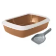 Savic IRIZ Cat Litter Tray with Rim,Nordic Brown, + Savic Litter Scoop