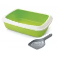 Savic IRIZ Cat Litter Tray with Rim,Nordic Green, + Savic Litter Scoop