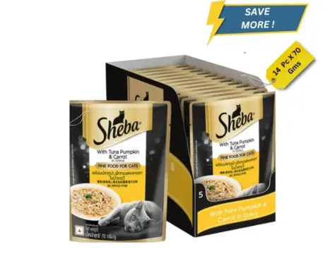 Sheba Rich Premium Tuna Pumpkin And Carrot In Gravy Adult Wet Cat Food, 70 gms at ithinkpets.com (1) (1)