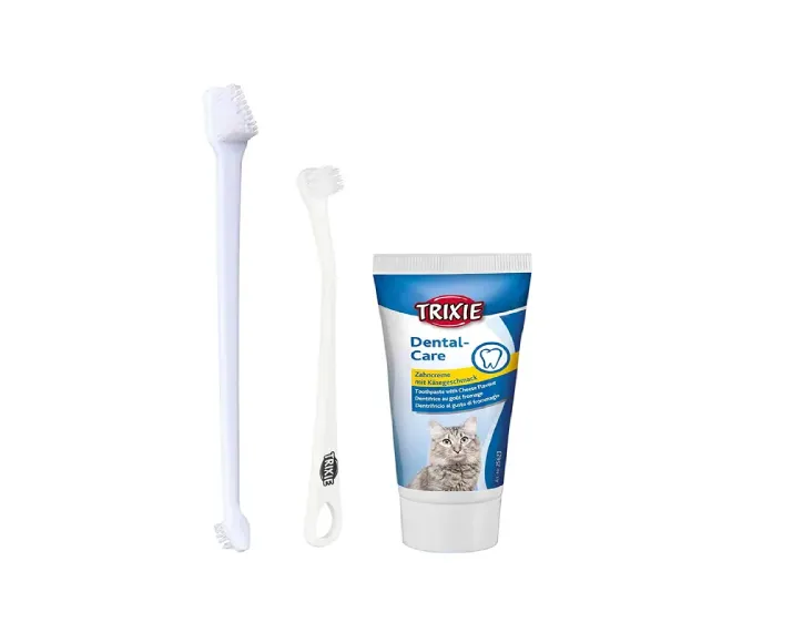 Trixie Cats Dental Hygiene Set Cat Toothbrush and Toothpaste 50g at ithinkpets.com (1)