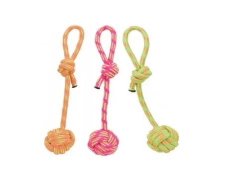 Trixie Playing Rope with woven in ball Puppies and Adult 37 cm at ithinkpets.com (1)