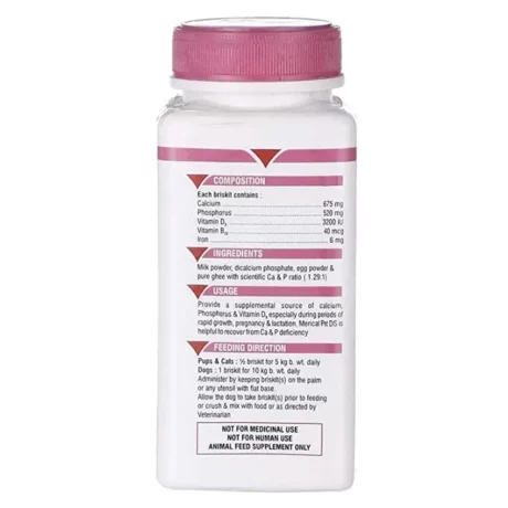 Vetoquinol Merical Pet Briskit Calcium and Phosphorous 60 Tablets, Dogs and Cats at ithinkpets (1)