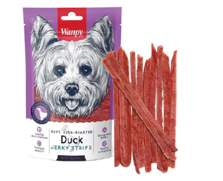 Wanpy-Soft-Oven-Roasted-Duck-Jerky-Strips-Dog-Treats- at ithinkpets.com (2)