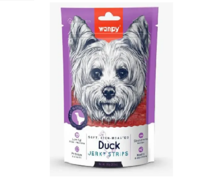 Wanpy-Soft-Oven-Roasted-Duck-Jerky-Strips-Dog-Treats - at ithinkpets.com (1)