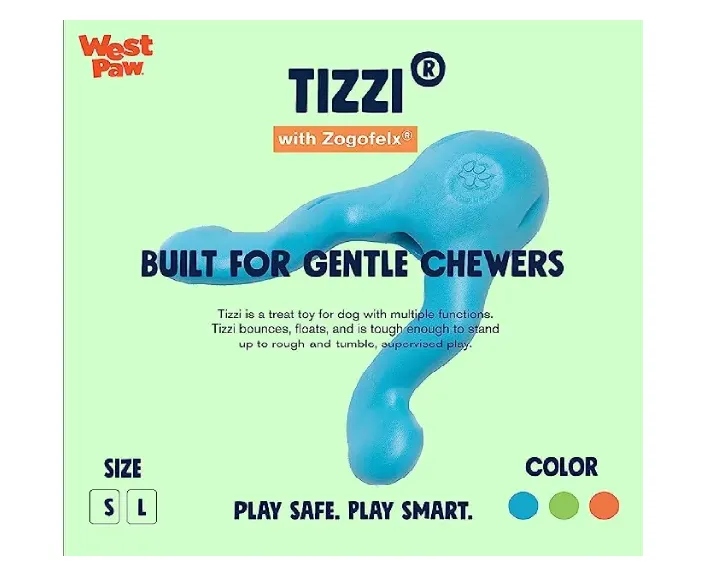 West Paw Tizzi Toy For Adult Dogs And Puppies Blue at ithinkpets.com (4)
