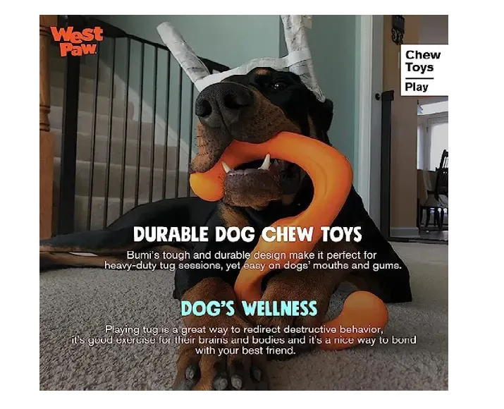 West Paw Zogoflex Bumi Dog Tug Toy Orange at ithinkpets.com (5)
