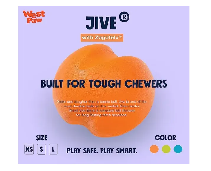West Paw Zogoflex Jive Ball Toy For Dogs Orange at ithinkpets.com (2)