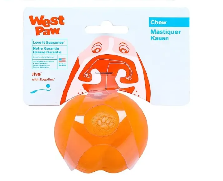 West Paw Zogoflex Jive Ball Toy For Dogs Orange at ithinkpets.com (6)