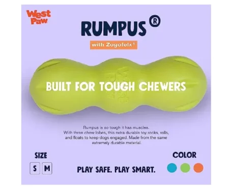 West Paw Zogoflex Rumpus Chew Toy For Adults Dogs And Puppies Green at ithinkpets.com (2)