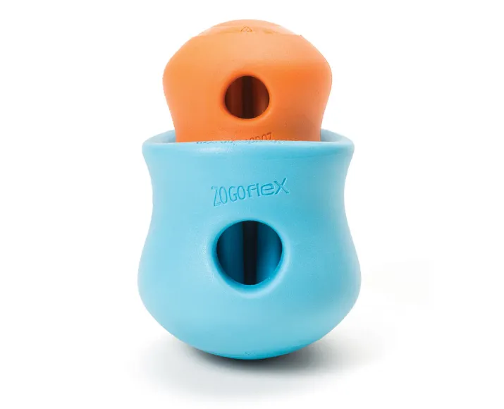 West Paw Zogoflex Toppl Treat Toy For Dogs And Puppies Blue at ithinkpets.com (3)