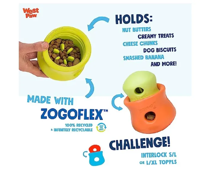 West Paw Zogoflex Toppl Treat Toy For Dogs And Puppies Blue at ithinkpets.com (7)