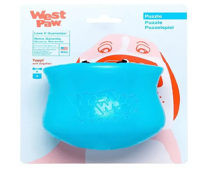 West Paw Zogoflex Toppl Treat Toy For Dogs And Puppies Blue at ithinkpets.com (9)