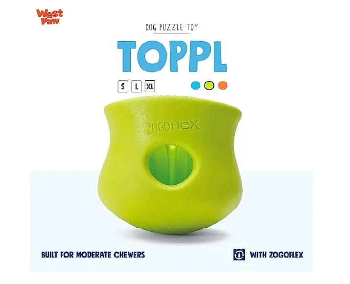 West Paw Zogoflex Toppl Treat Toy For Dogs And Puppies Green at ithinkpets.com (6)
