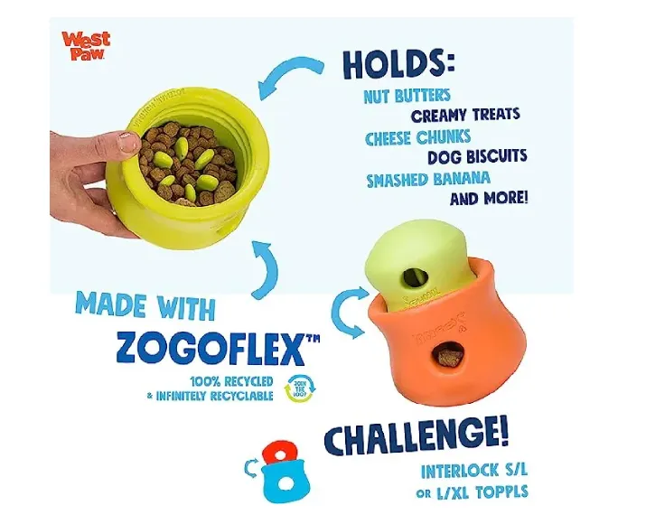 West Paw Zogoflex Toppl Treat Toy For Dogs And Puppies Green at ithinkpets.com (8)