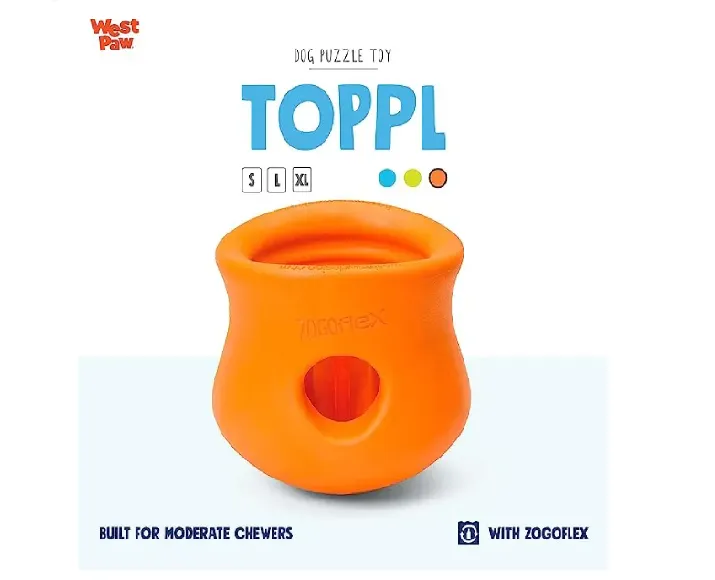 West Paw Zogoflex Toppl Treat Toy For Dogs And Puppies Orange at ithinkpets.com (5)