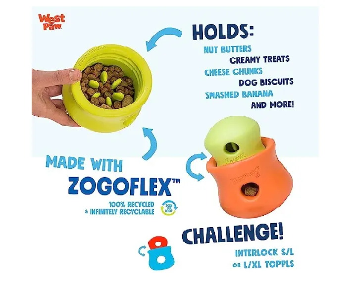 West Paw Zogoflex Toppl Treat Toy For Dogs And Puppies Orange at ithinkpets.com (7)