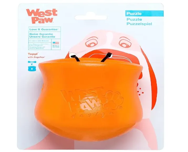 West Paw Zogoflex Toppl Treat Toy For Dogs And Puppies Orange at ithinkpets.com (9)