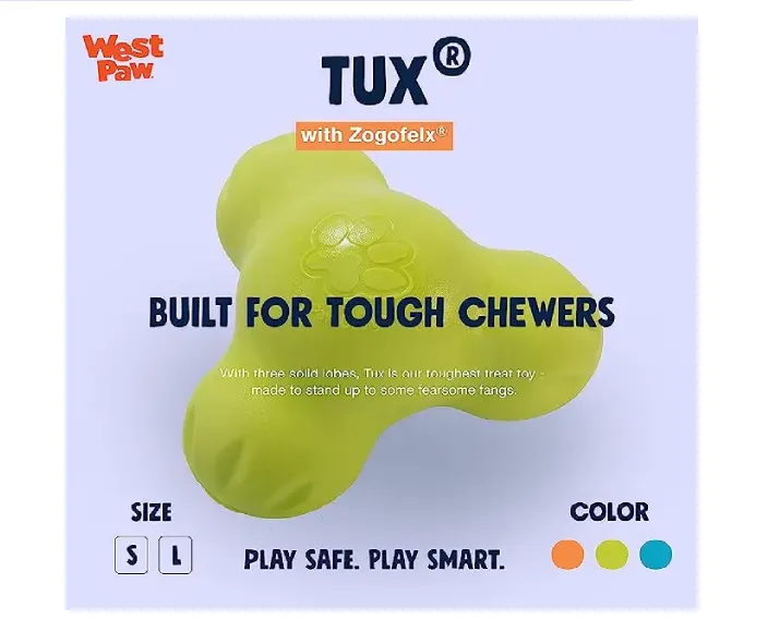 West Paw Zogoflex Tux Treat Toy For Dogs And Puppies Green at ithinkpets.com (2)