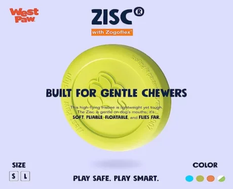 West Paw zogoflex zisc Frisbee for Adult Dogs and Puppies Blue at ithinkpets.com (2)