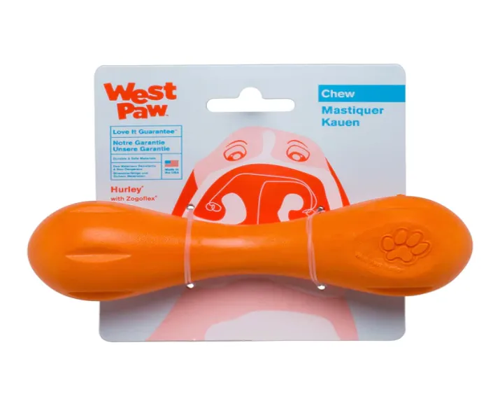 Westpaw Zogoflex Hurley Bone Dog Chew Toy Orange at ithinkpets.com (1)