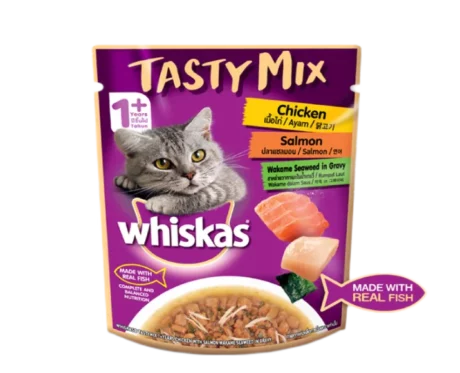 Whiskas Adult Tasty Mix Chicken With Salmon Wakame Seaweed in Gravy, Cat Wet Food