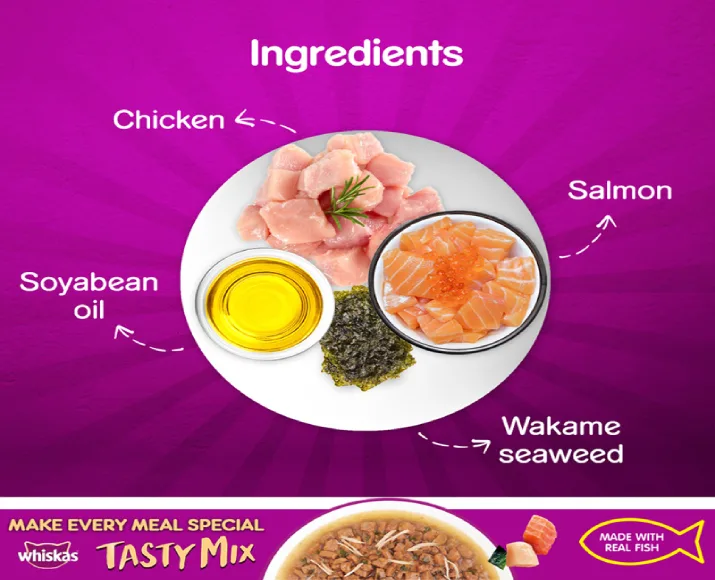 Whiskas Adult Tasty Mix Chicken With Salmon Wakame Seaweed in Gravy at ithinkpets (10)