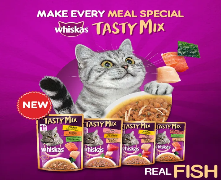 Whiskas Adult Tasty Mix Chicken With Salmon Wakame Seaweed in Gravy at ithinkpets (3)